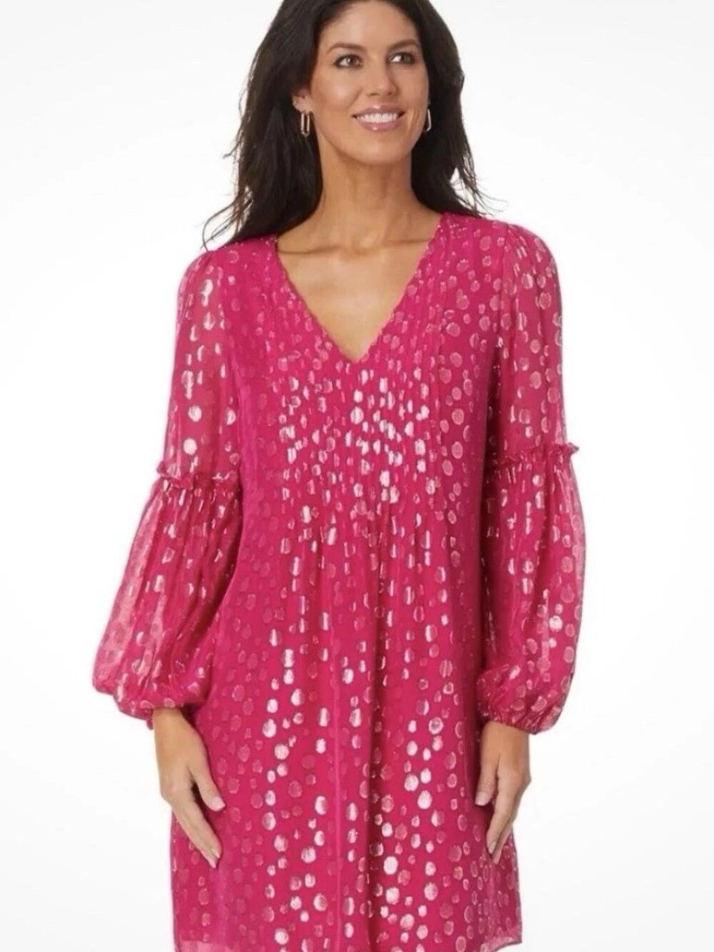 Lilly Pulitzer Cleme Silk Blend Metallic Shift Dress In Mystique Pink/Gold-4